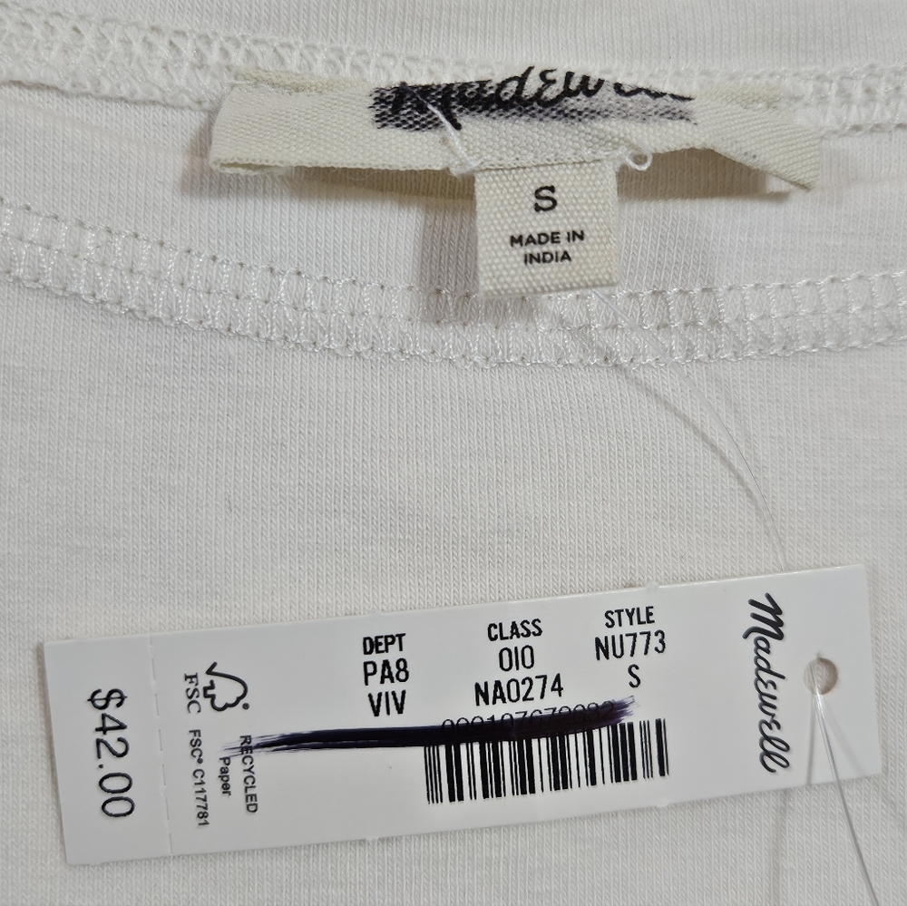 NWT Madewell Sleeveless Boatneck Side Slit Tee Size S - Picture 4 of 7
